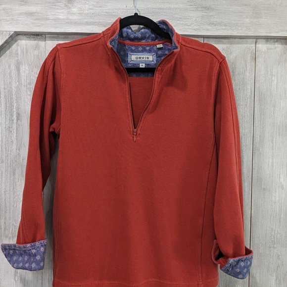Orvis Sweaters - Good Used Orvis-Burnt Orange Pullover 1/4 zipper sweater Size M